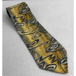 Grateful Dead Electric First Set Silk Tie VTG Beige Geometric Handmade READ